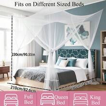 Suitable For Big Bed 4 Door Ceiling Mosquito Net Romantic 4 Door Bed Canopy Bedroom Dorm Home Decoration - 白色 - 查看 5