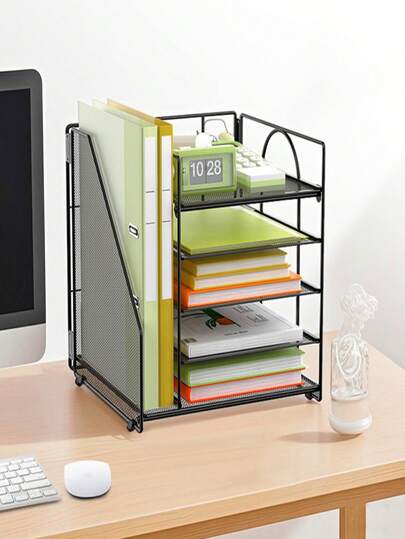 5 Layer Desk Document Storage Box, Iron Stationery Storage Rack, Office File Holder Modern Design, Wall File Holder, Magazine Holder, Hanging File Folder, Desk Organizer, Office Desk Accessories, Office Supplies For Women Desk