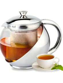 Tetera De Acero Inoxidable De Vidrio De 750 Ml Tetera Infus - Plateado - Ver 1