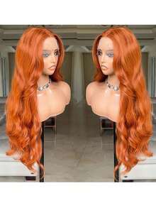 180% Density Natural Black Color 13x4 HD Transparent Lace Front Wigs Pre Plucked Hairline Wigs Natural Black(Blended Wigs-A Mix Of Human Blended Hair And Synthetic) Glueless Body Wave Human Blended Hair Women's Fashion Wig Suitable For Daily Wear Or Gatherings - S350 - View 6