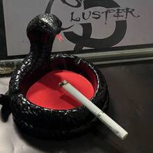 1个“蛇年快乐”创意蛇形烟灰缸，暗黑风格蛇王造型，适合家居卧室客厅书桌装饰，送给男友的惊喜礼物 - 黑色 - 查看 5