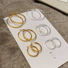 1对时尚多面镶嵌铜质耳环，简约优雅耳环 - 彩色 - 查看 9