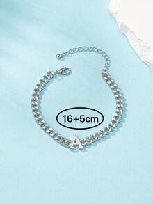 1 件简约情人节链式字母细节手链，妈妈，母亲，母亲节，礼物 - 銀色 - 查看 5