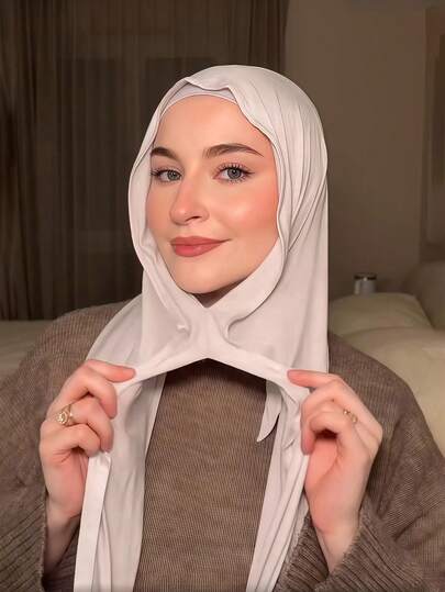 1 pieza Hiyab instantáneo con gorro interior - Tela de jersey suave y sedosa, transpirable, incluye pañuelo y gorro interior, adecuado para uso diario, vacaciones, oraciones y peregrinaciones, combina bien con abayas