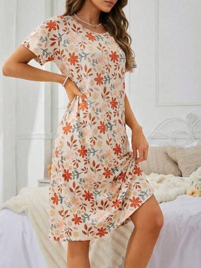 女士碎花舒适睡裙