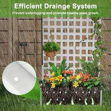 Caja de Plantación Metálica de Exterior Cama de Jardín Elevada con Rejilla Orificio de Drenaje para Plantas Trepadoras Flores Vegetales 73"x47"x12" - Blanco - Raya horizontal - Con ruedas - Ver 6