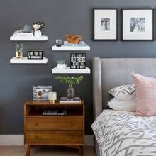 1pc Wall Mounted Floating Shelf, One-Piece Partition Shelf, No Drilling Required, Wall Decor Rack For Living Room, Dining Room, TV Wall, Storage Organizer - White - View 6