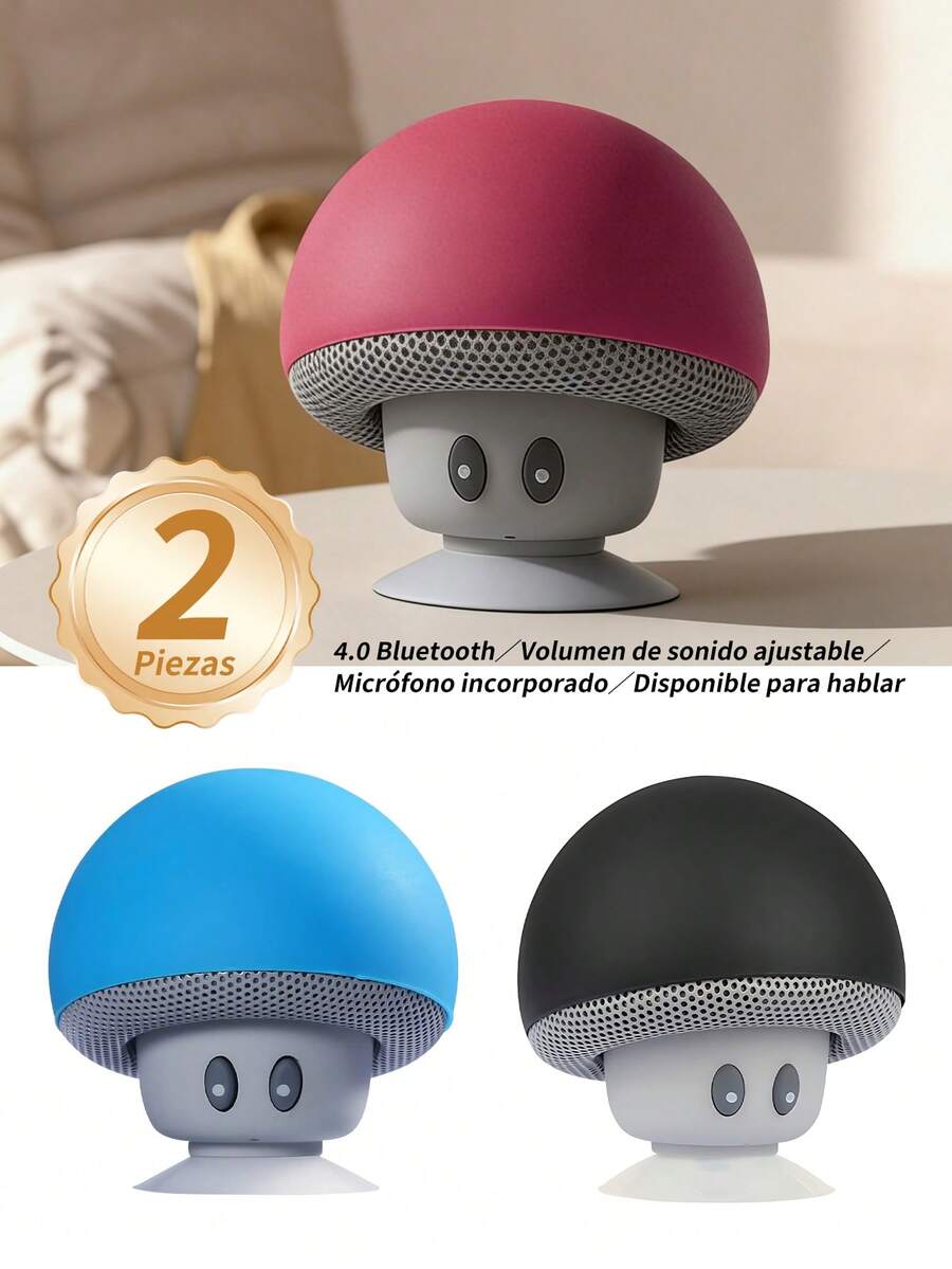 Mini Mushroom Bluetooth Speaker USB Rechargeable Waterproof - 2 Pieces - View 1