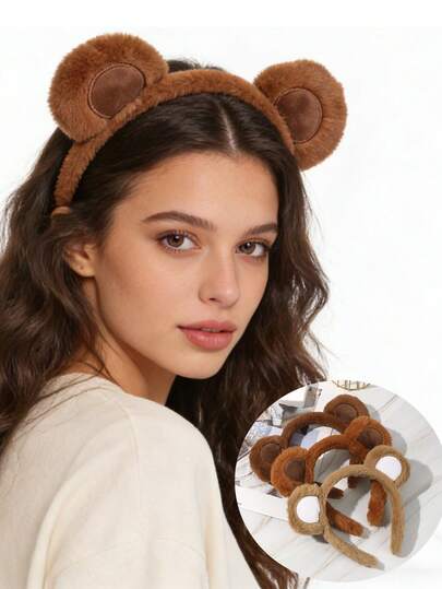 1pc Cute Plush Panda Ear Headband, Autumn/Winter Accessory