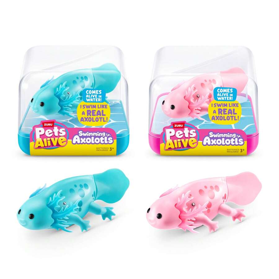 ZURU Pets Alive Robo Axolotl Swimming - Zanurz się w czarujący świat podwodnej zabawy z Pets Alive Swimming Axolotls - Zawiera: 1 x aksolotl, 1 x przewodnik kolekcjonerski (losowy) - Wielokolorowy (styl losowy) - Zobacz 1