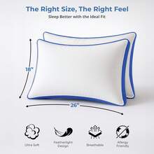 Set Of 2 Gusseted Pillows – Lux Decor – 100% Microfiber – Ultra Soft & Breathable – Premium Comfort For Side, Back, And Stomach Sleepers – Restful Nights Sleep – Lightweight & Durable – Easy Care – Home Decor, Cozy Pillows, Sleep Comfort, Luxury Pillow Set, Valentine's Day Gift, Spring Room Refresh, Decorative Throw Pillows, Living Room Accent, Couch Cushions, Home Styling, Modern Decor, Sofa Accessories, Guest Room Pillows, Aesthetic Home Accents, Plush Fill Inserts, Daily Use, Home Basic, Family Choice - 藍色 - 查看 8