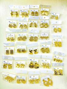 1/2/4/6 Pairs - Fashion Earrings Lucky Gift, Suitable For Girls/Women. 50 Random Styles. Fashionable & Elegant Minimalist Earrings For Women - Teardrop, Flower, Butterfly, Wing, Star Shaped Stud Earring Set, Suitable For Women's Daily Wear - Multicolor - View 11