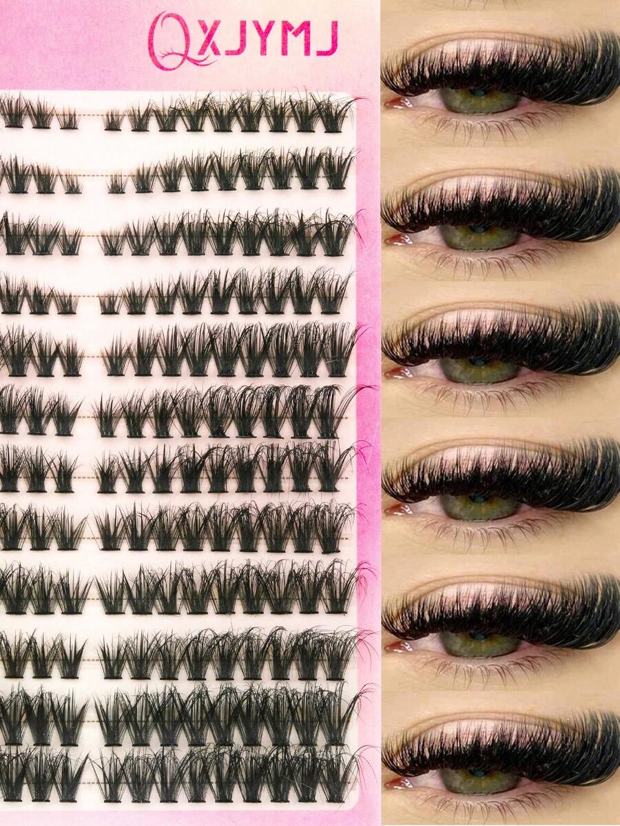 216pcs Faux Mink Eyelashes, Fluffy & Curly, Natural Looking, Suitable For DIY Home Use, 8-16mm Mixed Length To Meet Daily Needs, Reusable False Eyelashes - D - View 1
