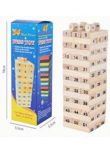 Juego De Mesa Familiar Jenga De Madera 54 Bloques Numerico - Camel - Ver 6