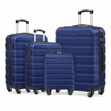 4 Piece Luggage Set 16/20/24/28 Inch Hardside Lightweight Suitcase With Spinner Wheels (Purple) - Navy Blue - 查看 1