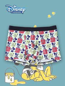 1pc Disney Cartoon Print Underwear-Soft-Comfortable, Letter Elastic Waistband, Casual Men's Underwear - Multicolor - View 1