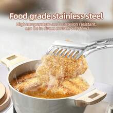 1pc Stainless Steel Pasta Tong, Durable And Easy To Clean, Dishwasher , Suitable For Restaurants, Buffets, Kitchens, Serving Food, Fruit, Steak, BBQ, Bread - View 3