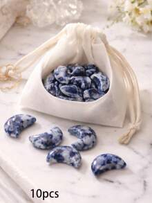 5/10/20 Pcs Natural Stone Decorative Pendant, Dragon Blood, Red Rose, Green, Sapphire Blue, Moon, Uplifting Mood, Healing, Yoga, Spiritual, Natural Style - Variegated - View 6