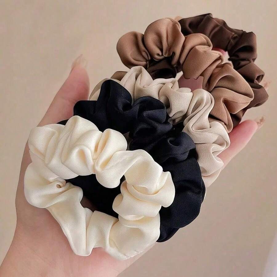 5pcs Simple Hair Ring For Women - New Fatty Intestine Hair Ring - Fabric Large Intestine Hair Ring - Adult Head Tie Rope - Five-piece Set - View 1