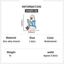 1pc/Set Silly Goose Reading Brooch Enamel Pins Cartoon Cute Couple Goose Reading Brooches Backpack Lapel Badge Jewelry Gift For Friends - Multicolor - View 11