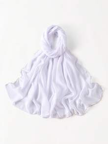 1 Stück Damen Einfarbiger Chiffon Hijab mit Kettenkante, leicht & atmungsaktiv, Kopftuch mit metallischer Kontrastfarbe-Kette, vielseitig & UV-schützend, geeignet für den täglichen Gebrauch - Verschiedenfarbig - Übersicht 12