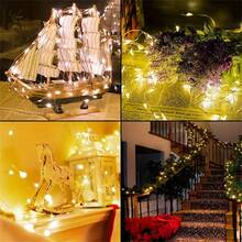 أضواء جنية تعمل بالبطاريات، 8 أوضاع 50/100/200 LED سلك فضي IPX6 مقاوم للماء أضواء خارجية، مناسبة لعيد الحب، عيد الفصح، التخييم، أعياد الميلاد، السياجات، الحدائق، الحفلات، ديكورات الزفاف، أبيض دافئ/أبيض/متعدد الألوان - متعدد الألوان - مشاهدة 3