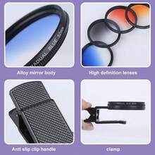 Universal Adjustable 52mm Phone Camera Lens Clip CPL Starlight 8 Lines Filter For All Smartphones Cell Phone Mobile Camera Lens Filter - 52mm Mobile Phone Filter - View 8