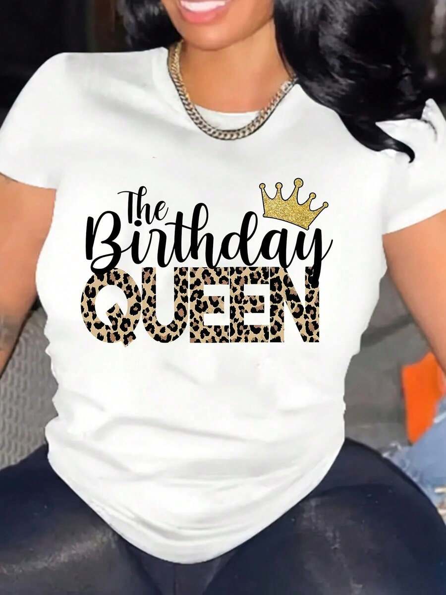 Queen Happy Birthday Funny Birthday Party Women T-Shirt Birthday Crew Shirts Its My Birthday Shirt Birthday Party Shirts (2) - 白色 - 查看 1