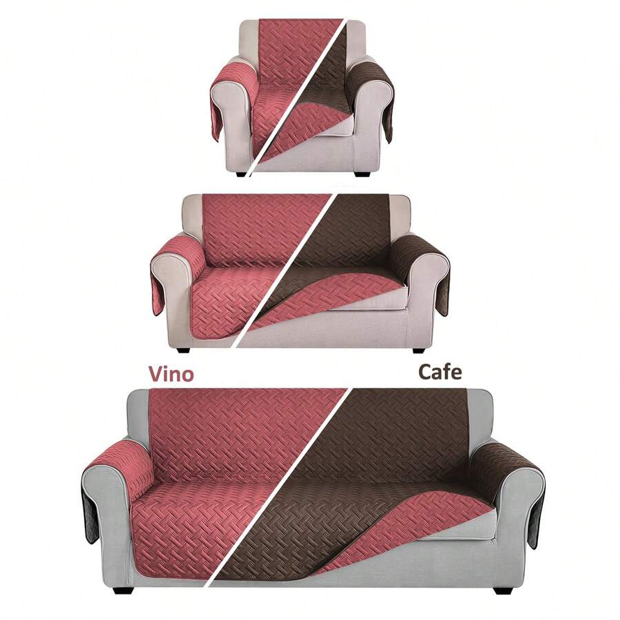 AMOROSA Couch Cover - Wine Red/coffee - View 1
