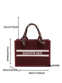 Bolsa feminina moderna (1 unidade, 28 cm x 20 cm x 10 cm), grande capacidade, formato quadrado, leve, elegante com detalhe de lenço, material resistente a arranhões e abrasão, ideal para compras, encontros, reuniões, deslocamentos diários, estampa de letras, bolsa tote feminina elegante, minimalista e casual nas cores cinza e rosa. - Multicolorido - Ver 10