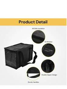 Large Food Delivery Insulated Bags Pizza Takeaway Thermal Warm Cold Bag Ruck Hot - Black - View 8