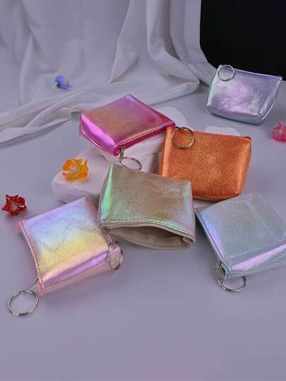 Set de 12 piezas/6 piezas de monederos con ganchos de colores - Un monedero con cremallera para guardar artículos pequeños, cartera compacta de moda, esencial diario, portador de tarjetas, adecuado para regalos de vacaciones, recuerdos de fiesta, boda, artículos esenciales para mujeres, viaje, regalos del Día de San Valentín, Año Nuevo