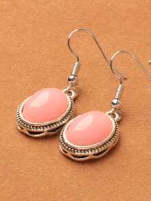 أقراط نسائية عصرية بشكل بيضاوي باللون الأصفر الكهرماني، خيارات متعددة للمواد - شمع العسل أصفر - مشاهدة 5