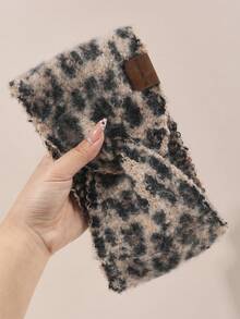 1pc Autumn/Winter Warm Knitted Leopard Print Twist Headband, Loose Fit Vintage Elegant Versatile Hair Accessory Workout Hair Band Running Hair Accessories Yoga Head Scarf Sport Sweatband - Light Leopard Print Plush - View 4