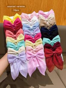 10 piezas de pasadores de pelo con moño estilo coreano y de colores aleatorios, accesorios de pelo asequibles para uso diario - Multicolor - Ver 3
