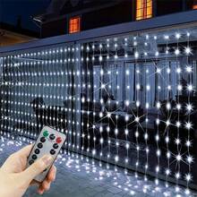 USB供电遥控窗帘灯，8种模式仙女灯串，适用于情人节、圣诞节、婚礼、花园、节日装饰、新年家居氛围照明 - USB窗簾燈 - 查看 17
