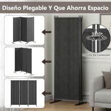 Divisor de Habitacion de 3 Paneles Pantalla de Privacidad Independiente Separador de Habitacion 259 Ancho x 180 Alto cm de Habitacion Biombo Divisor Portatil de 3 Paneles con Ruedas - 180 cm - Ver 3