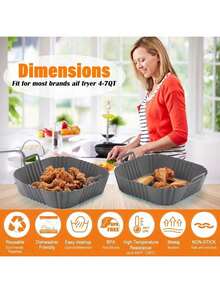 Nowa silikonowa tacka do pieczenia frytkownicy powietrznej, łatwa do czyszczenia i wielokrotnego użytku, odpowiednia do przygotowywania pizzy i smażonego kurczaka, z dwoma uchwytami - Wielokolorowe - Zobacz 4