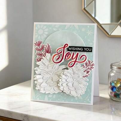 1 个创意松果剪贴簿模具 - 非常适合纸艺、卡片制作、剪贴簿和 DIY 相册装饰，该模具采用金属结构！