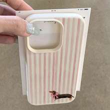1 pieza Funda de teléfono con material TPU, diseño de lazo rosa y rayas de salchicha, compatible con iPhone 17 Pro Max/17/16 Pro Max/15/13/12/11, S20 FE/A15/S24/A55, Redmi Note 11/Note 12/Note 13 Pro, cobertura completa y protección suave anti-caídas - Blanco - Ver 3