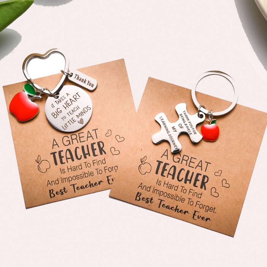 A GREATTEACHER Teacher's Day Card Stainless Steel Thank You Keychain Small Postcard, Employee Appreciation, Encouragement Blessing Close Friends - A - 查看 1