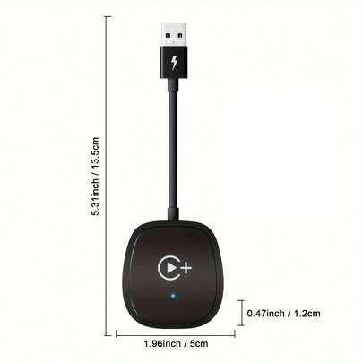 Wireless CarPlay Adapter: Plug And Play For Quick Connection. Compatible With Intelligent Car Systems, Supports Music Playback, Vehicle Navigation, And Voice Control. No Battery Required-Plus, The Integrated App Enables Video Playback.