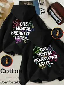 SpongeBob SquarePants Bộ sưu tập Thu/Xuân mới, Phong cách thanh lịch không cần gắng sức! Áo sweatshirt in hình "Văn học về trạng thái tinh thần" thể hiện hoàn hảo trạng thái tâm lý của giới trẻ hiện đại! Dòng chữ "Sau một cơn suy sụp tinh thần..." với hình chú chó hung dữ ở mặt sau, kết hợp với họa tiết hoa, vẻ đáng yêu tự trào, chất liệu cotton mềm mại, kiểu dáng rộng rãi tôn dáng, điểm nhấn hoa ở cổ tay áo là một điểm nhấn được yêu thích! - Đen + Đen - Xem 1