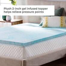 Linenspa - Colchoneta de Memory Foam con Gel y Diseño de Remolino - Sobrecolchon Refrescante de 5 cm - Topper para Colchon - Sensacion Suave y Acolchada - Alivia Puntos de Presion - King - 5 centímetros - Ver 2