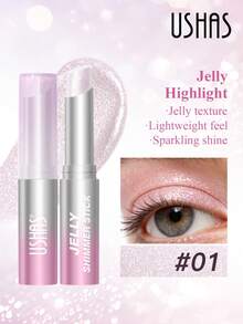 USHAS Eyeshadow & Highlighter Stick, 6 Colors Available, Fine Shimmer Highlighter, Jelly Texture, Smooth Application, Long-Lasting, Stick Design For Easy Carry And Use, Suitable For Daily, Festival, Party Makeup - #01 Frosted Pearl Gleam - View 2