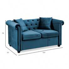 Scotia 2 Seater Sofa Blue Velvet - Blue - View 5