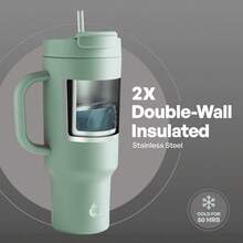 40-Ounce Stainless Steel Tumbler With Built-In Straw, Sage Green - Multicolor - View 4