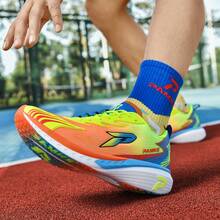 Zapatos de running profesionales para hombres, con placa de carbono, cómodos y casuales - Naranja Coral - Ver 8