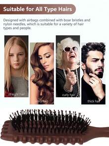 Hair brushes-EU+UK Curl Defining Brush, 1 Pc Curly Hair Brush, Brush For Curly Hair, For Combing And Shaping Men's And Women's Curls To Reduce Pulling - Multicolor - View 4