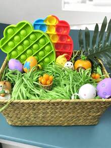 Easter Green Grass Green Raffia Grass, Easter Grass Basket Filler, Paper Shred, For Easter Basket Filler, Creative Eggs Decor, Gift Wrap, Crinkle & Filler Paper - Multicolor - View 4